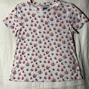 Cotton Emporium Ribbed Floral Short Sleeve Tee